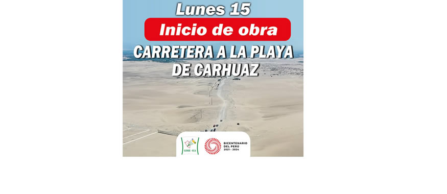 Lunes 15 de agosto se dará inicio a los trabajos de dos colegios en Pisco y la tan esperada Carretera a Carhuaz