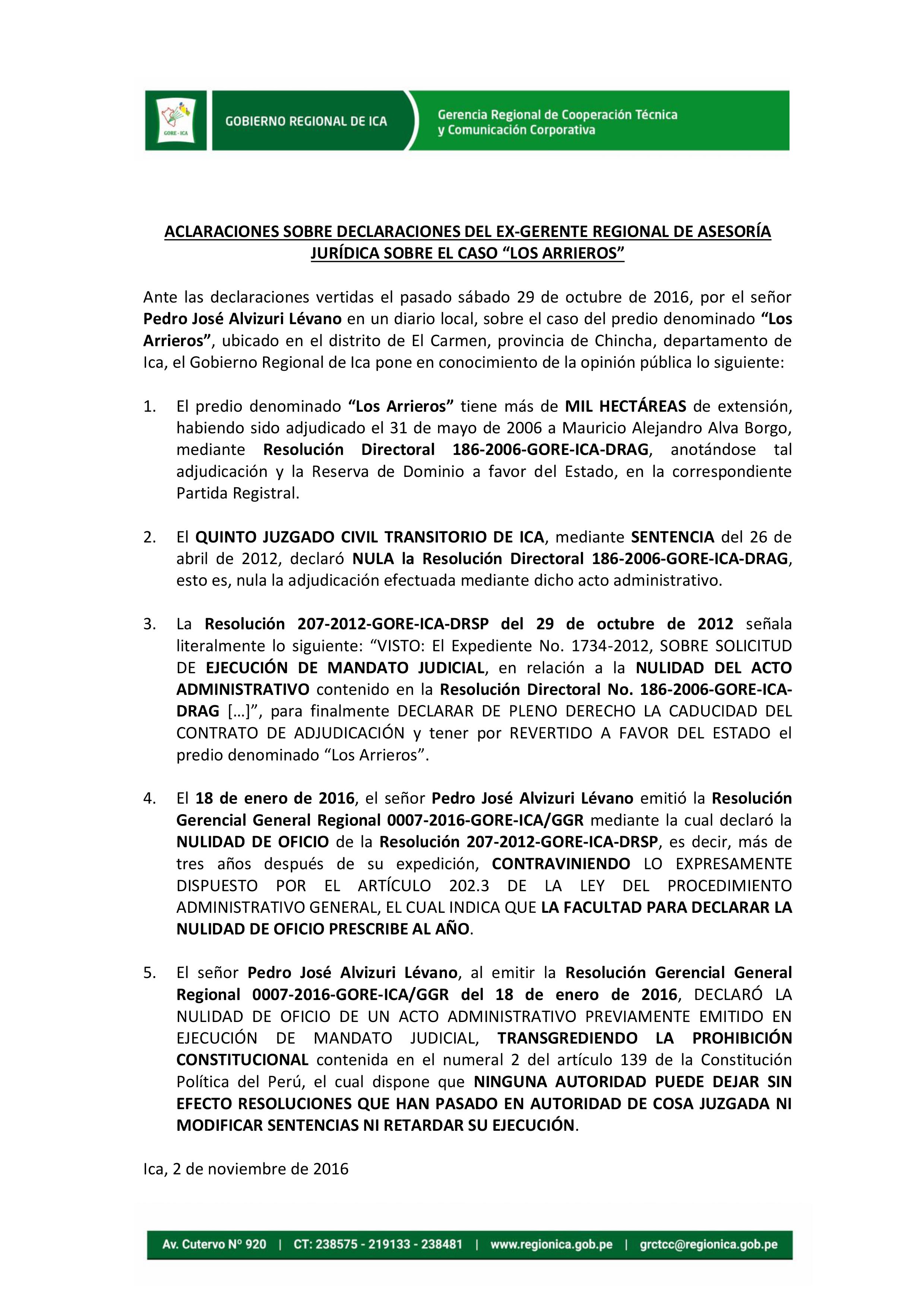 aclaraciones caso los arrieros